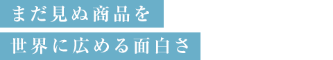 まだ見ぬ商品を世界に広める面白さ